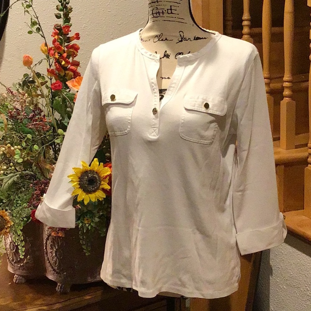 Charter club 3/4 Sleeve V neck with pockets size L